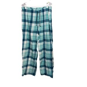 Life is Good Women's Teal Plaid Sleep Pajama Pants Size XXL